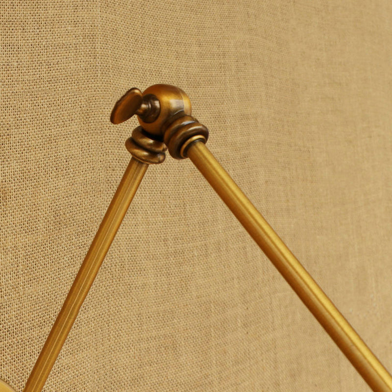 Sikunuo | 1 Bulb Reading Lamp Wall Retro Style Bowl Lamp Iron Adjustable Wall Lighting in Brass for the Study