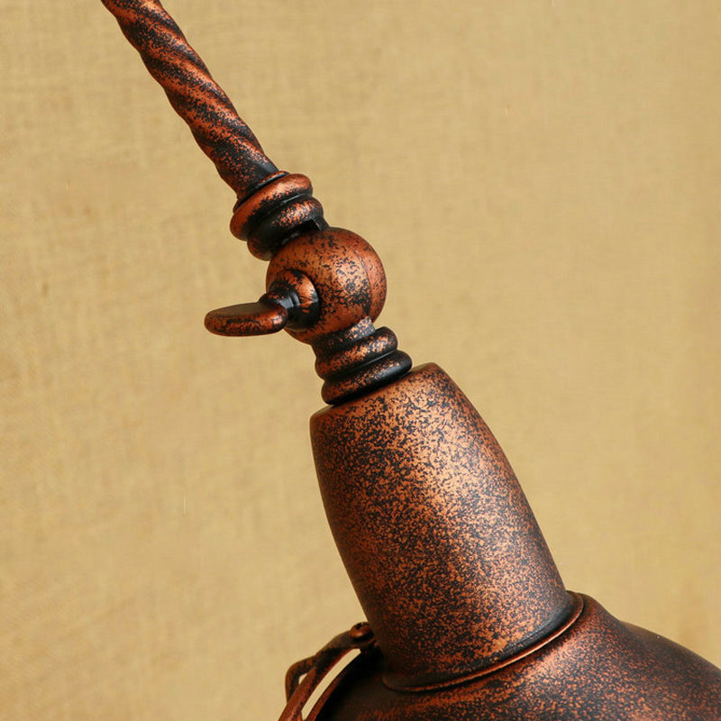 Sikunuo | 1 Bulb Pendant Light with Cage Shade Metal Antique Stylish Farmhouse Adjustable Wall Lamp in Rust