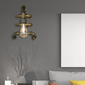 Sikunuo | Expose Bulb Bathroom Wall Lighting Steampunk Iron 1 Light Antique Brass Wall Lamp with Curved Pipe