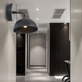 Sikunuo | 1 Light Wall Lamp Industrial Dome Shade Metal Down Wall Light with Curved Arm in Black/Bronze for Bedroom