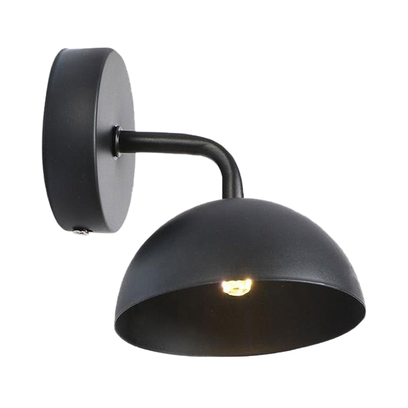 Sikunuo | 1 Light Wall Lamp Industrial Dome Shade Metal Down Wall Light with Curved Arm in Black/Bronze for Bedroom