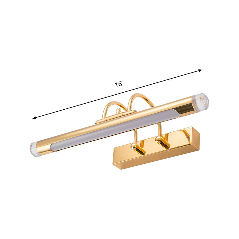 Sikunuo | 16"/21" Width Cylindrical Vanity Light Fixture Modernism Style Metallic LED Indoor Wall Lamp in Gold, Warm/White Lighting
