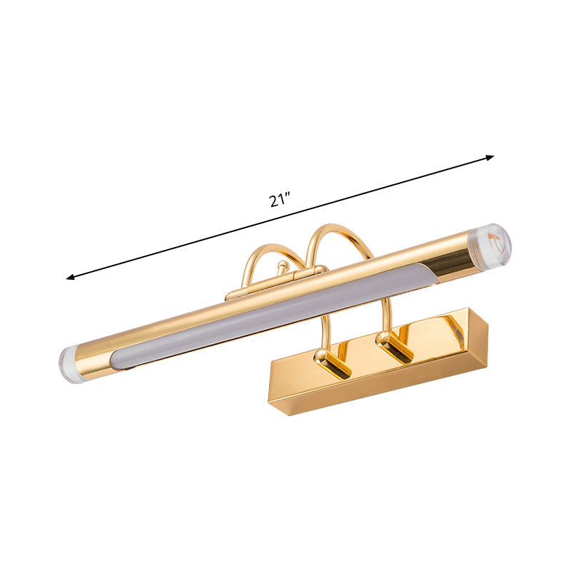 Sikunuo | 16"/21" Width Cylindrical Vanity Light Fixture Modernism Style Metallic LED Indoor Wall Lamp in Gold, Warm/White Lighting