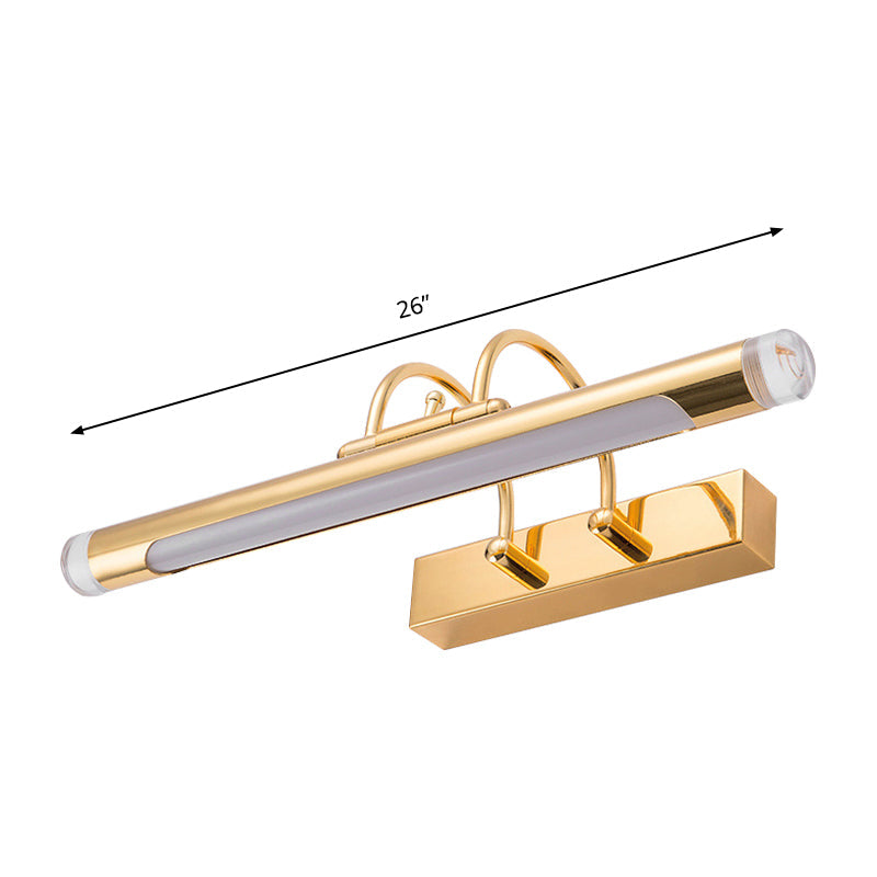 Sikunuo | 16"/21" Width Cylindrical Vanity Light Fixture Modernism Style Metallic LED Indoor Wall Lamp in Gold, Warm/White Lighting