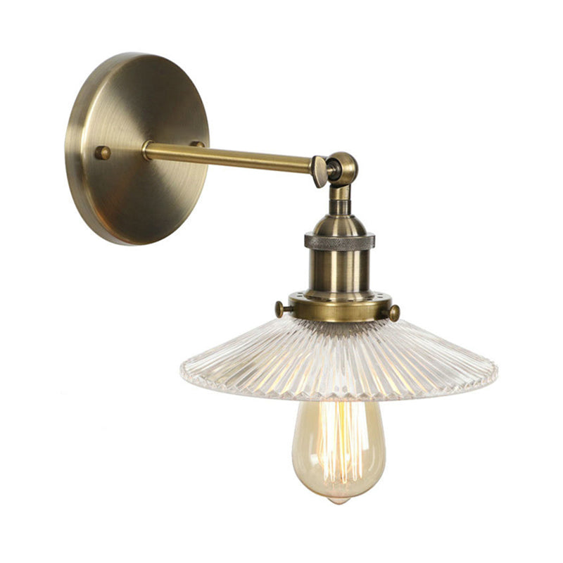 Sikunuo | A wall lamp with a conical shade made of clear prismatic glass Industrial dining room wall light lighting fixture