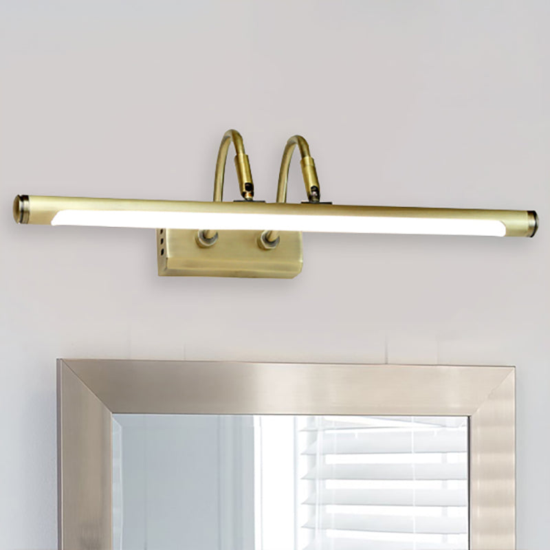 Sikunuo | Tube Designer Lighting Modern Metal 16.5"/20.5" W LED Gold Finish Adjustable Wall Lamp with Curved Arm, Warm/White Light