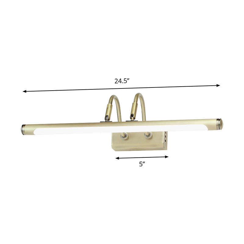 Sikunuo | Tube Designer Lighting Modern Metal 16.5"/20.5" W LED Gold Finish Adjustable Wall Lamp with Curved Arm, Warm/White Light