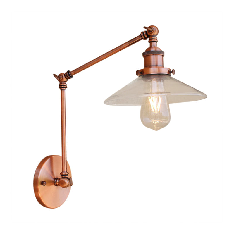 Sikunuo | Rustic conical wall lighting 1 bulb clear glass wall light in copper for café