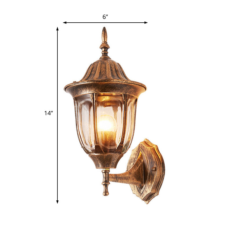 Sikunuo | Kerosene Outdoor Wall Lamp Fixture Industrial Clear Glass 1 Light Rust Wall Lamp