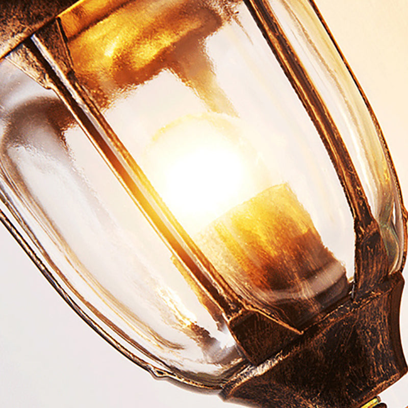Sikunuo | Kerosene Outdoor Wall Lamp Fixture Industrial Clear Glass 1 Light Rust Wall Lamp