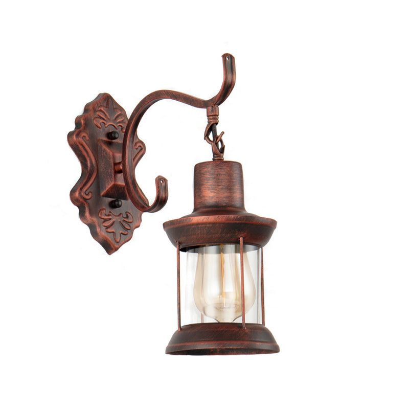 Sikunuo | Weather Copper A Light Wall Lamp Rustic Style Clear Glass Petroleum Lighting Fixture