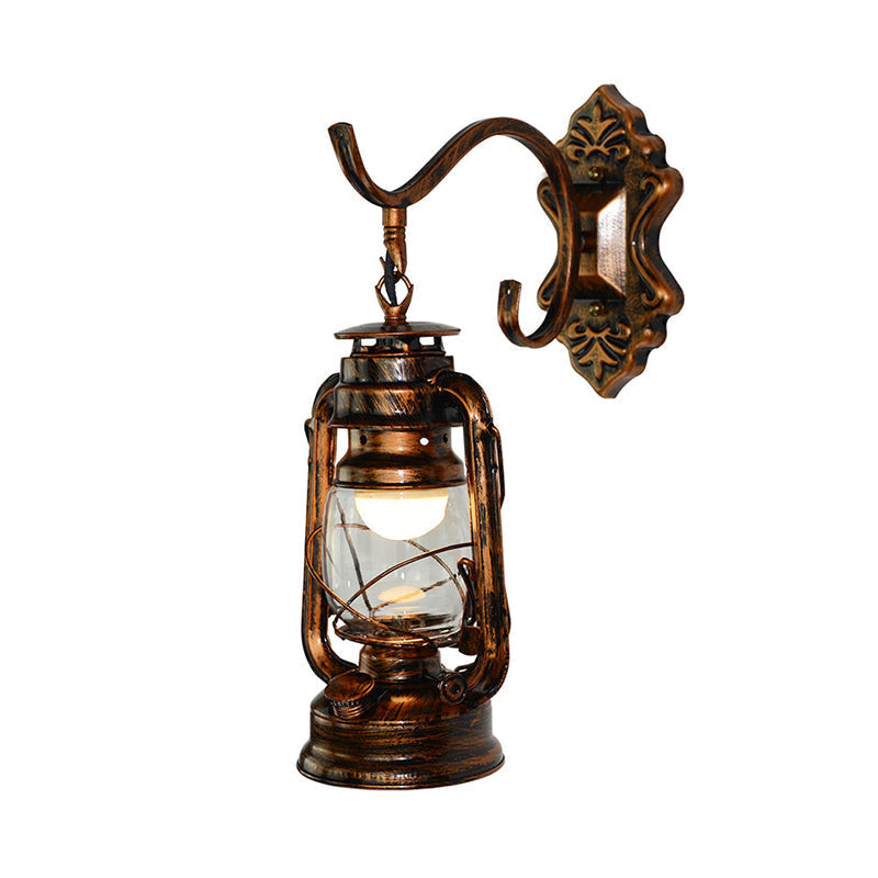 Sikunuo | 1 Light Bright Glass Wall Lamp Light Coastal Bronze Kerosene Living Room Lighting Fixture