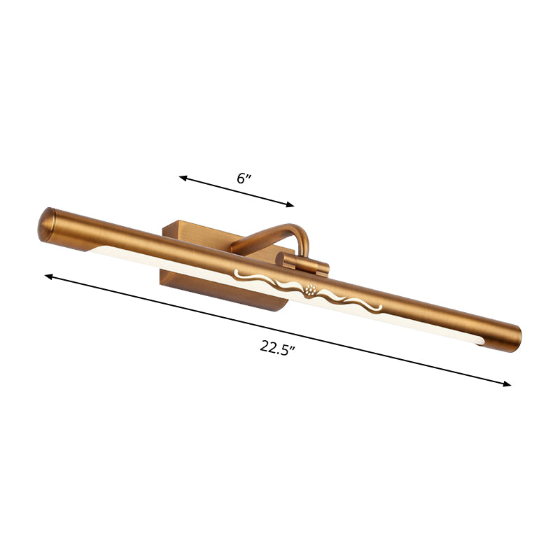 Sikunuo | Vintage Linear Wall-Mounted Lighting with Straight Arm Metal 18"/22.5" Wide LED Bedroom Vanity Lighting in Bronze