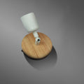 Sikunuo | Simple Style Round Back Wall Light 1 Head Wood and Metal Wall Lamp in White for Nightstand