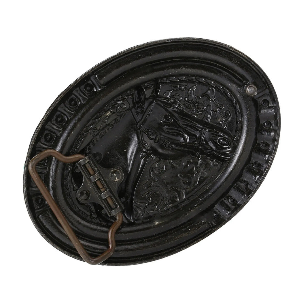Gold Horsehead with Gemstone Western Belt Buckle