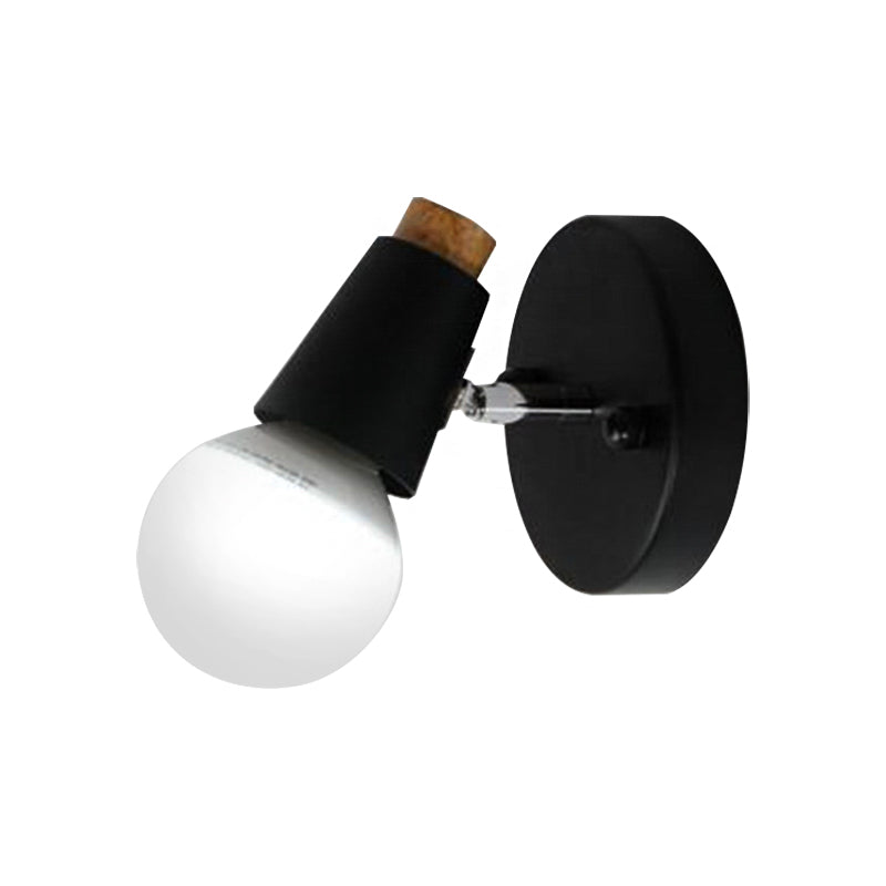 Sikunuo | Metal cup-shaped wall lamp with bare bulb industrial 1-light bathroom wall lamp in black