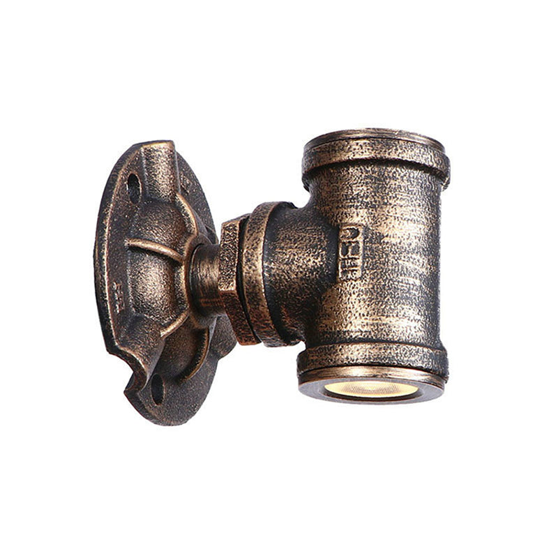 Sikunuo | Antique style pipe wall lighting fixture 1 light wrought iron wall mount fixture in bronze for hallway