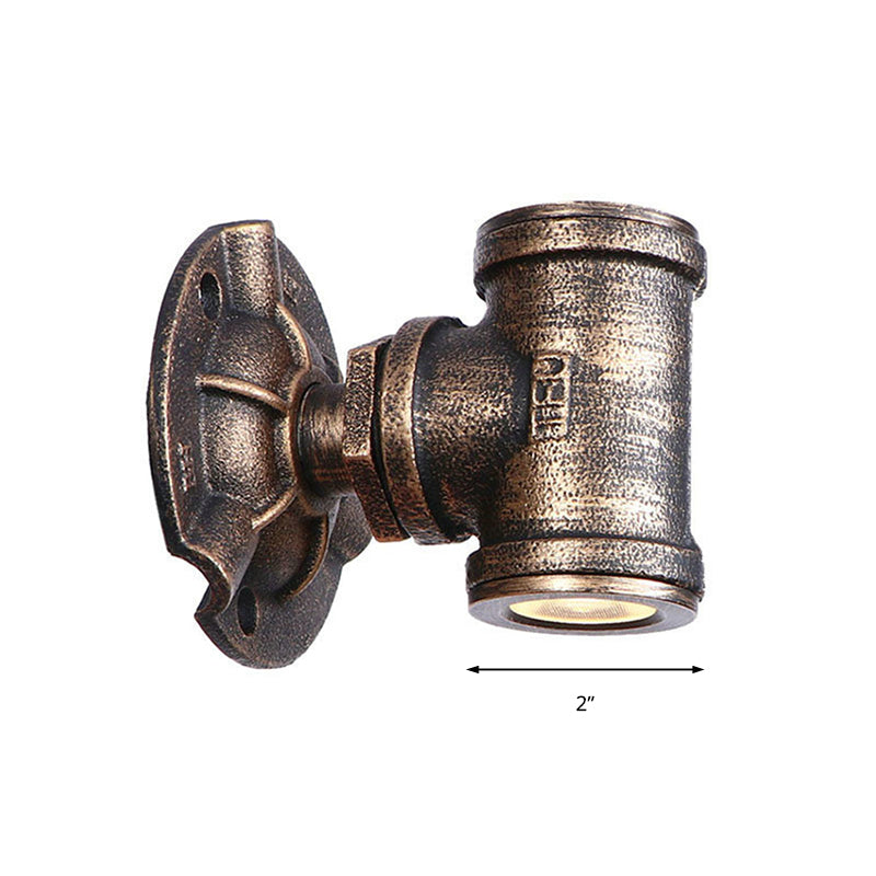 Sikunuo | Antique style pipe wall lighting fixture 1 light wrought iron wall mount fixture in bronze for hallway