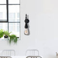 Sikunuo | Open Bulb Dining Room Wall Lamp Vintage Style Metal 1 Head Black Wall Lamp Sconces with On/Off Switch