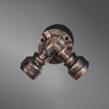 Sikunuo | 2 Heads Wall Lamp Fixture with Pipe Forged Iron Shade Rustic Style Living Room Wall Lamp Light in Aged Bronze