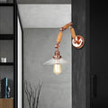 Sikunuo | Cone-shaped Clear Glass Wall Lamp Vintage Single Bulb Living Room Sconces Light in Rose Gold with Arm
