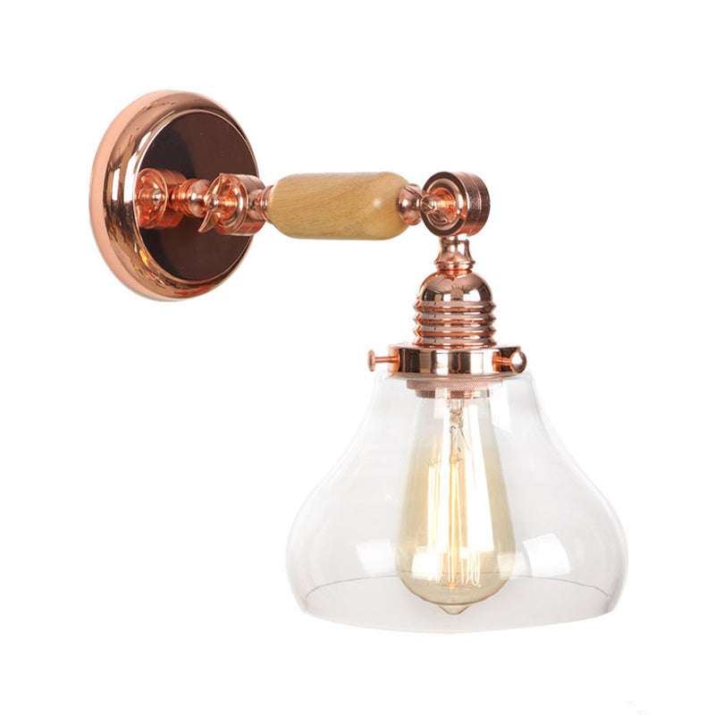 Sikunuo | Pear-shaped living room wall lamp vintage clear glass 1 light rose gold wall lamp