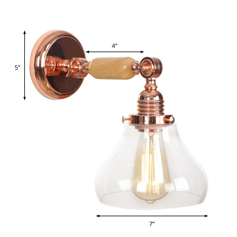 Sikunuo | Pear-shaped living room wall lamp vintage clear glass 1 light rose gold wall lamp