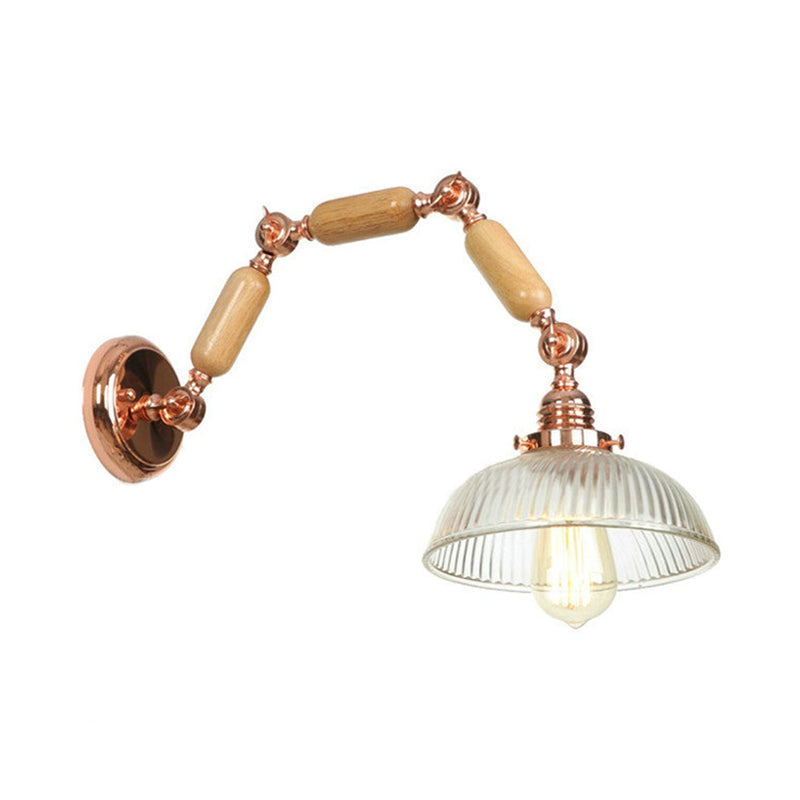 Sikunuo | A wall lamp with a bowl shade ribbed glass vintage style living room wall light fixture
