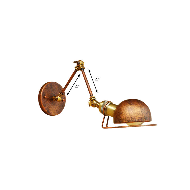 Sikunuo | Vintage Industrial Bowl Wall Lamp 1 Light Iron Wall Lamp with Rotatable Arm in Black/Metal