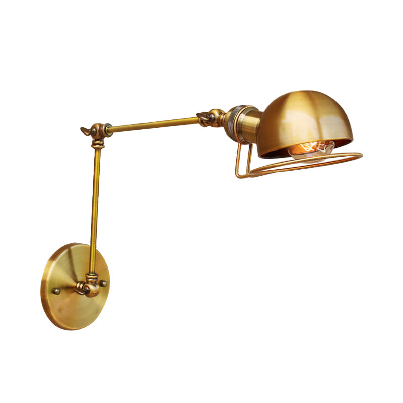 Sikunuo | Vintage Industrial Bowl Wall Lamp 1 Light Iron Wall Lamp with Rotatable Arm in Black/Metal