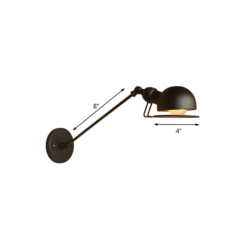 Sikunuo | Vintage Industrial Bowl Wall Lamp 1 Light Iron Wall Lamp with Rotatable Arm in Black/Metal