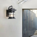 Sikunuo | Clear Glass Black Wall Light Square/Rectangle 1-Light Coastal Wall Lamp Fixture with Iron Cage