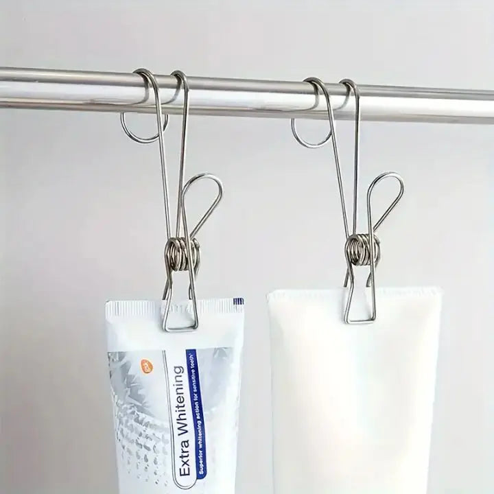 Sikunuo | 15 pieces | Stainless steel clips with hooks – Safe hanging & space-saving storage