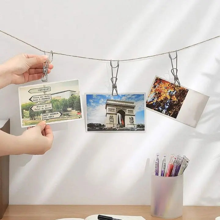 Sikunuo | 15 pieces | Stainless steel clips with hooks – Safe hanging & space-saving storage