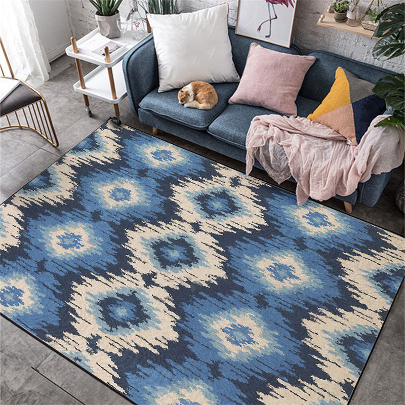 Sikunuo | Tribal Gabbeh Abstract Rug Diamond Geometric Rug Polyester Washable Non-Slip Stain-Resistant Rug for the Bedroom