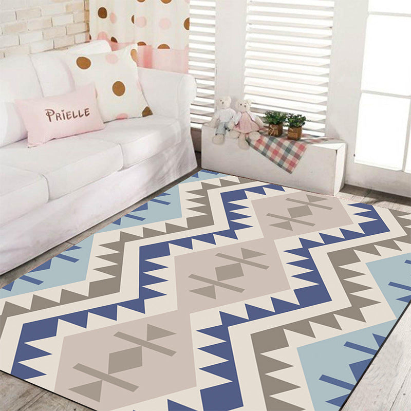 Sikunuo | Banded Geometric Southwestern Rug Tribal Navajo Rug Polyester Washable Non-Slip Stain-Resistant Area Rug for Bedroom