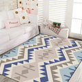 Sikunuo | Banded Geometric Southwestern Rug Tribal Navajo Rug Polyester Washable Non-Slip Stain-Resistant Area Rug for Bedroom