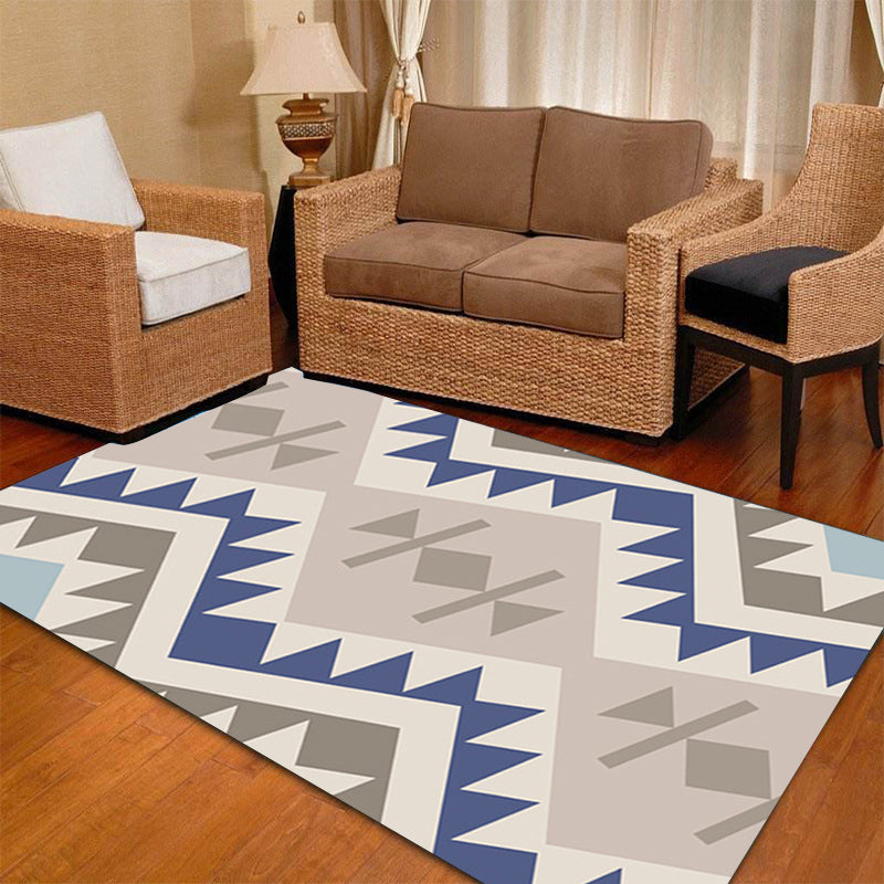 Sikunuo | Banded Geometric Southwestern Rug Tribal Navajo Rug Polyester Washable Non-Slip Stain-Resistant Area Rug for Bedroom