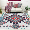 Sikunuo | Zigzag Tribal Central Diamond Rug with Medallion Polyester Non-Slip Back Power Loom Indoor Rug