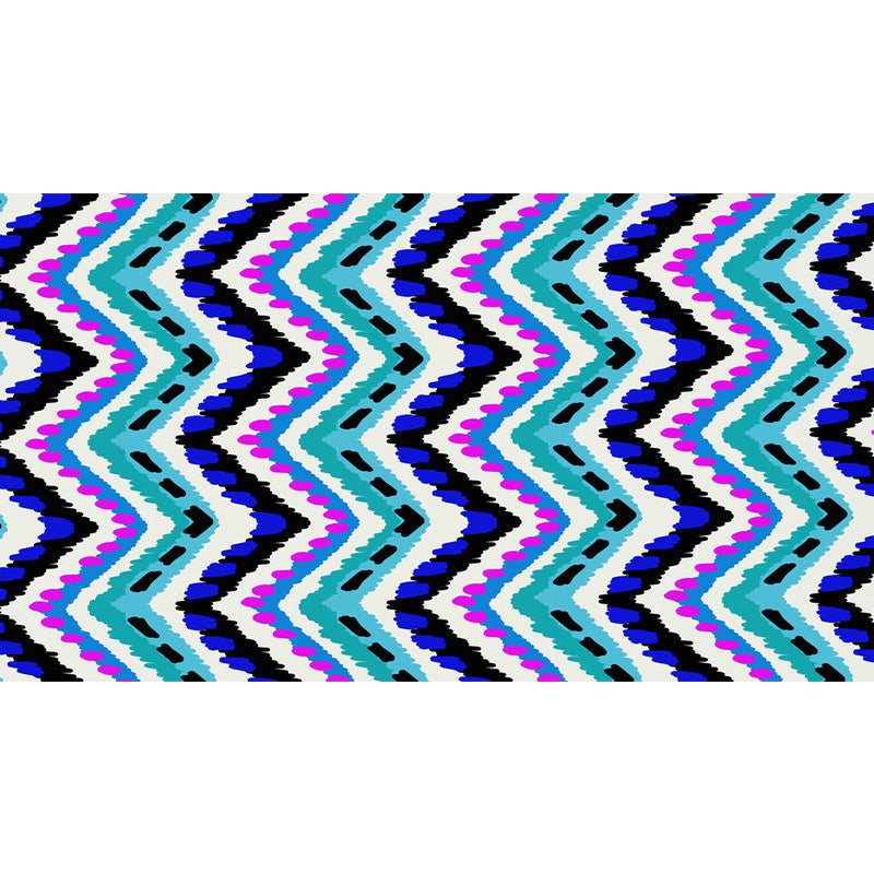 Sikunuo | Zigzag Chevron Stripe Area Rug in Blue and Purple Polyester Pet-Friendly Stain-Resistant Flooring