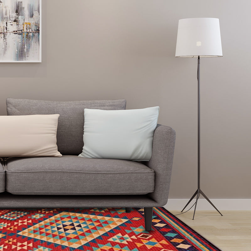 Sikunuo | Beef Frame Retro Tribal Carpet with Moroccan Medallion synthetic anti-slip pet-friendly rug for the fireplace