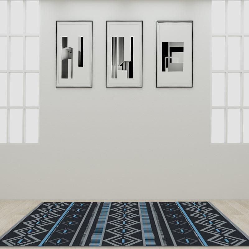 Sikunuo | Warmer Brown Americana Tribal Rug Striped Geometric Polyester Pet Friendly Stain Resistant Area Rug for Accent Area