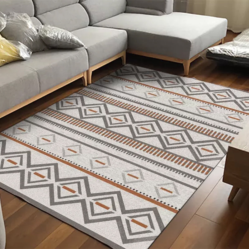 Sikunuo | Warmer Brown Americana Tribal Rug Striped Geometric Polyester Pet Friendly Stain Resistant Area Rug for Accent Area