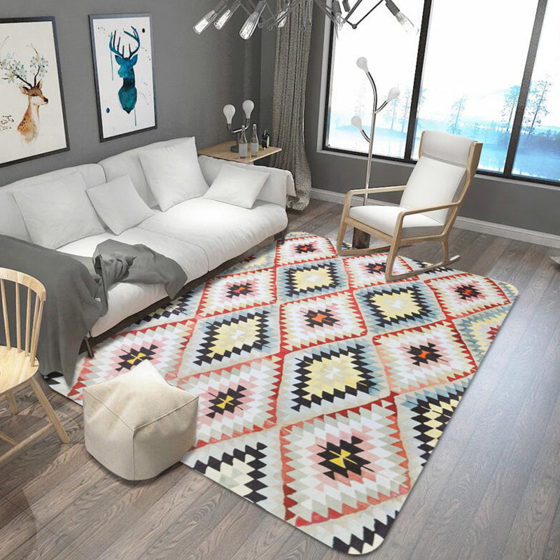 Sikunuo | Retro Tribal Carpet with Aztec Native Americana Diamond Stain Resistant Power Loom Carpet for Home Decor