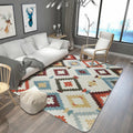Sikunuo | Aztec Diamond Tribal Rug Geometric Native Totem in Multicolor Washable Polyester Rug for Living Room