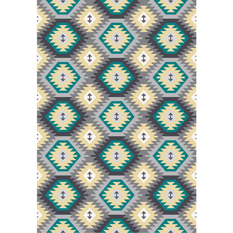Sikunuo | Tribal Gabbeh Abstract Rug Diamond Geometric Rug Polyester Washable Non-Slip Stain-Resistant Rug for the Bedroom