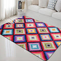 Sikunuo | Retro-Diamond-Geometric Colorful Carpet Navajo Style Fabric Anti-Slip Pet Friendly Area Rug for Living Room