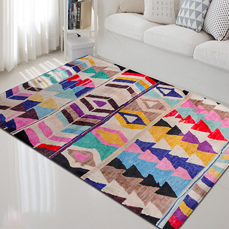 Sikunuo | Southwest abstract colorful striped chevron carpet tribal geometric lance tip fabric stain-resistant area rug for bedroom