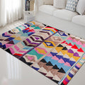 Sikunuo | Southwest abstract colorful striped chevron carpet tribal geometric lance tip fabric stain-resistant area rug for bedroom