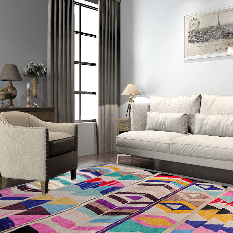 Sikunuo | Southwest abstract colorful striped chevron carpet tribal geometric lance tip fabric stain-resistant area rug for bedroom